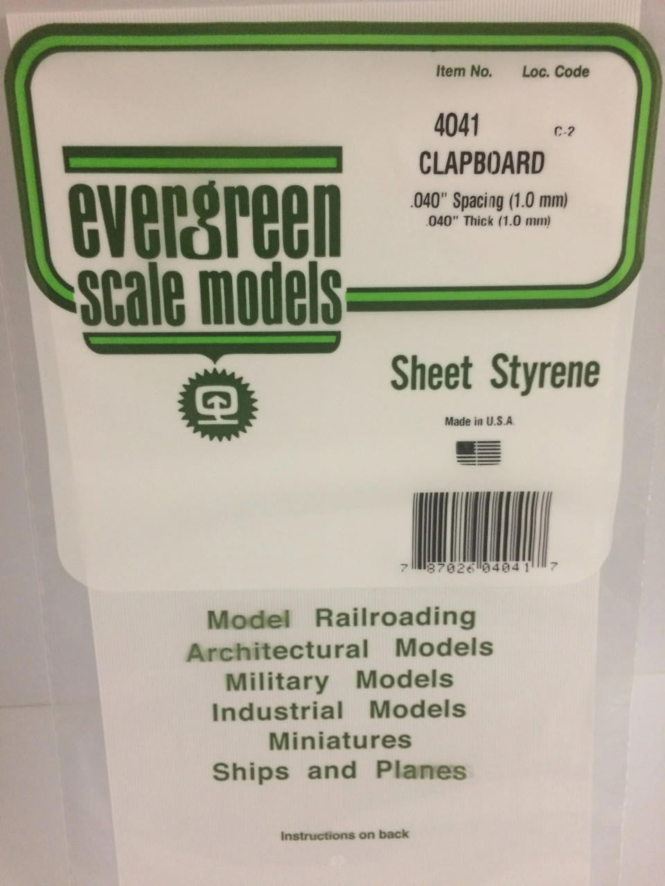 Evergreen Scale Models Clapboard .040" Spacing 4041